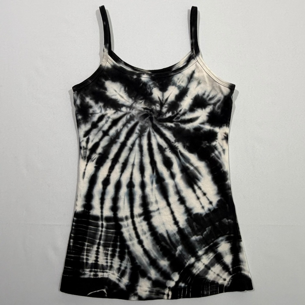 Hard Tail Forever Cami Tank Top Womens XS Black White Tie Dye Y2K Whimsigoth